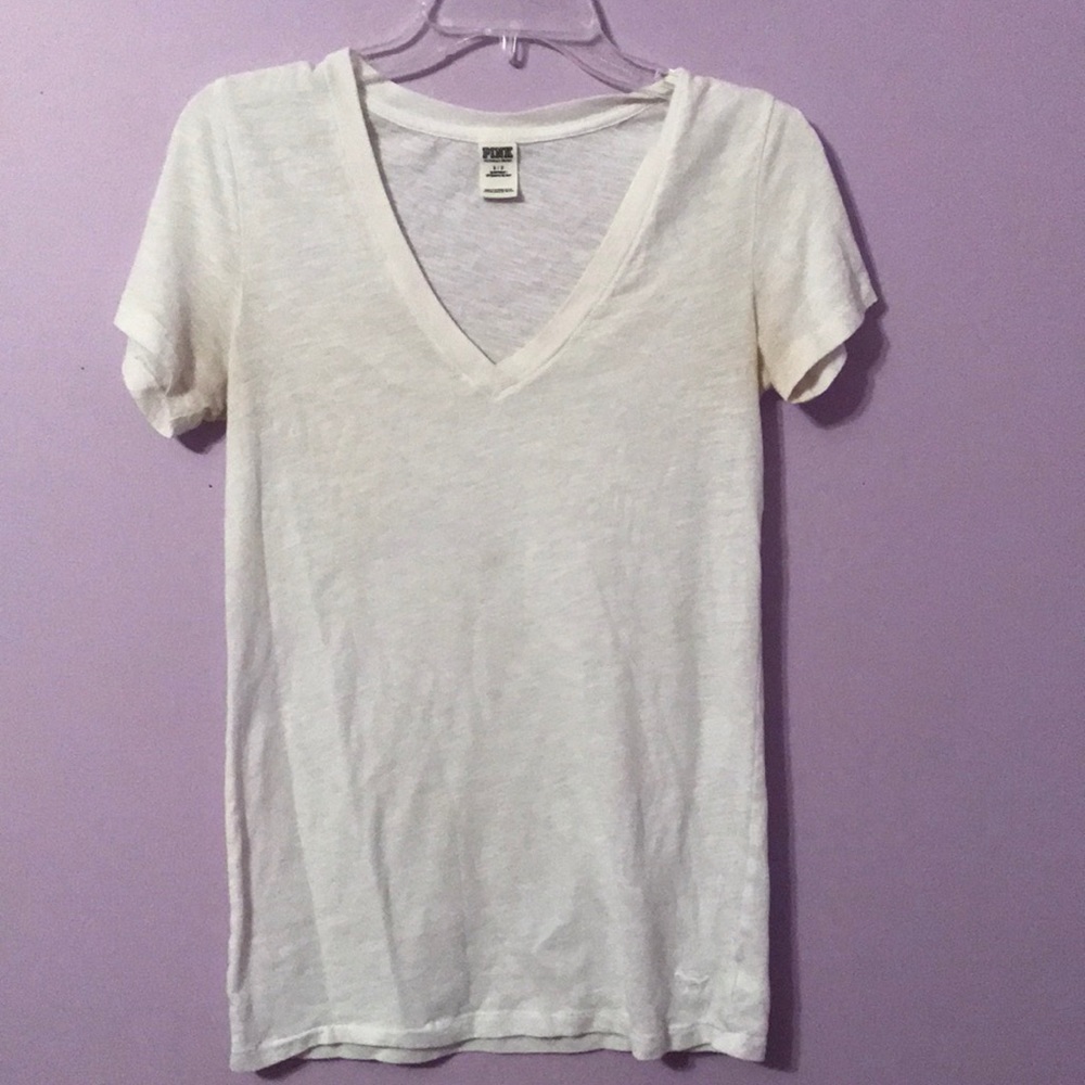 VS Pink White V-Neck Tee